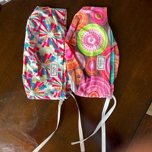 LOT OF 2 EUC Blue Sky pony scrub hats